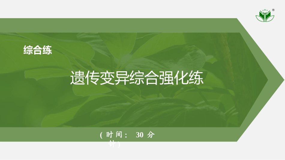 2026创新设计高考总复习生物（人教版）强化练习-综合练　遗传变异综合强化练.pptx_第1页