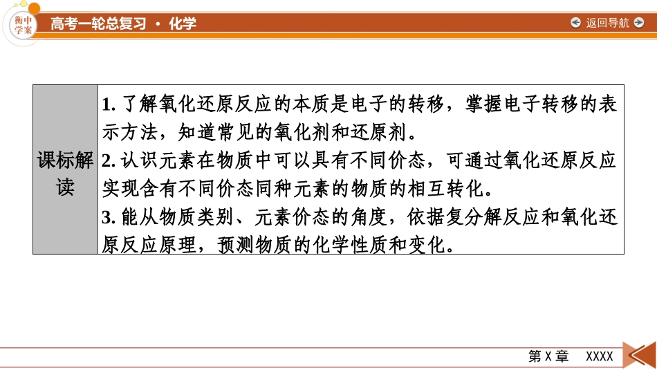 2026年衡中学案高考一轮总复习化学-第1章　第4讲　氧化还原反应的概念和规律.pptx_第3页