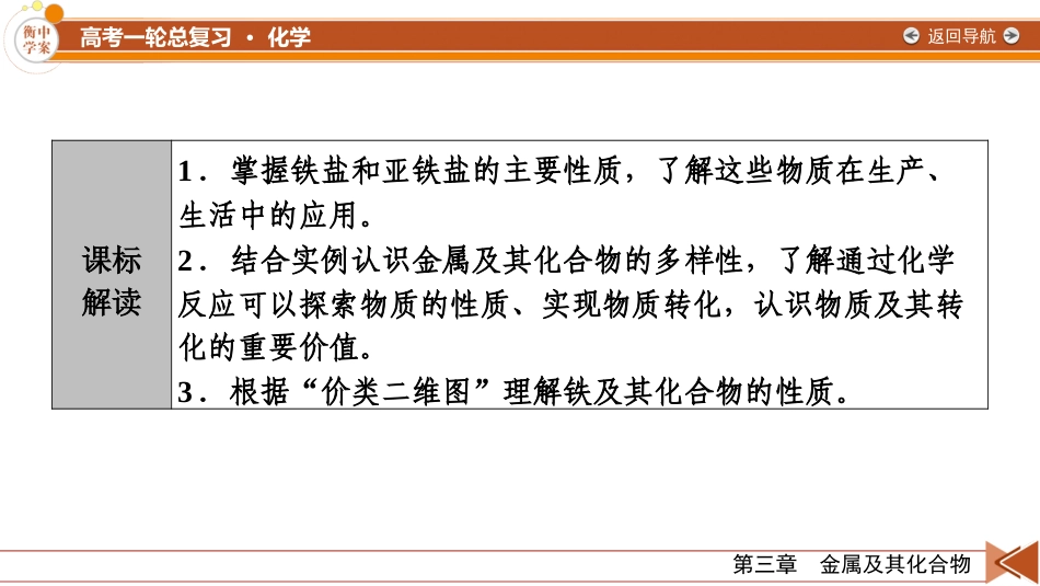 2026年衡中学案高考一轮总复习化学-第3章　第12讲　铁盐和亚铁盐　含铁物质的转化.pptx_第3页