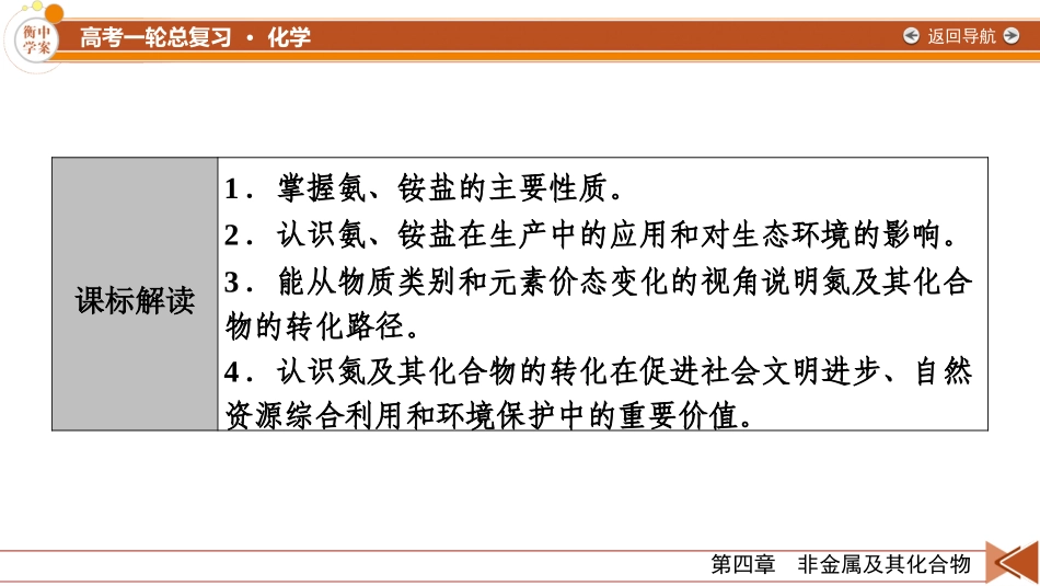 2026年衡中学案高考一轮总复习化学-第4章　第20讲　氨和铵盐　含氮物质之间的转化.pptx_第3页