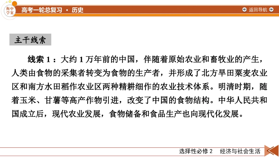 2026年衡中学案高考一轮总复习历史-选择性必修2　第20单元　第49讲　食物生产与社会生活.pptx_第3页
