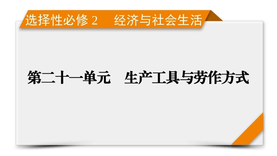 2026年衡中学案高考一轮总复习历史-选择性必修2　第21单元　第50讲　生产工具与劳作方式.pptx_第1页