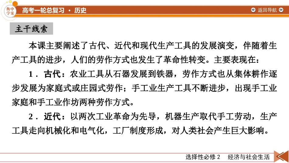 2026年衡中学案高考一轮总复习历史-选择性必修2　第21单元　第50讲　生产工具与劳作方式.pptx_第3页