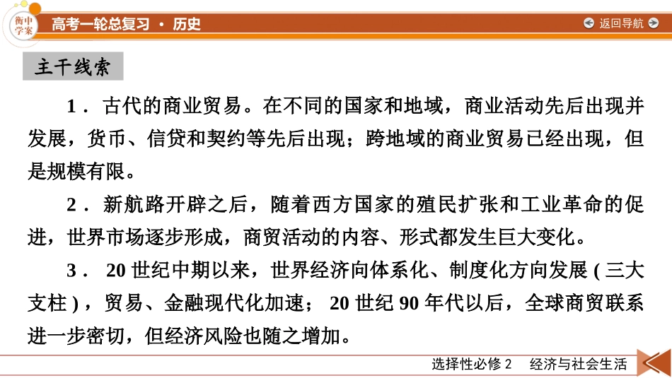 2026年衡中学案高考一轮总复习历史-选择性必修2　第22单元　第51讲　商业贸易与日常生活.pptx_第3页
