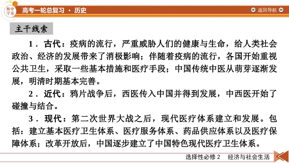 2026年衡中学案高考一轮总复习历史-选择性必修2　第25单元　第54讲　医疗与公共卫生.pptx_第3页