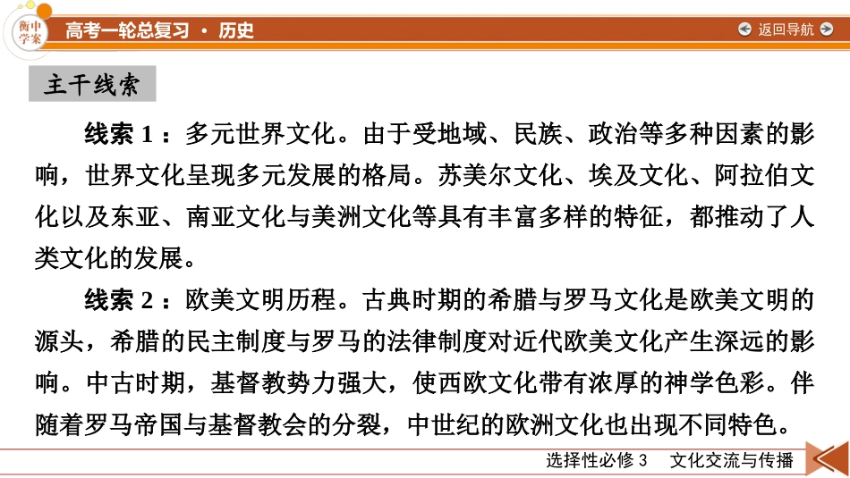 2026年衡中学案高考一轮总复习历史-选择性必修3　第27单元　第56讲　丰富多样的世界文化.pptx_第3页