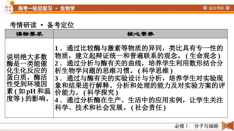 2026年衡中学案高考一轮总复习生物-必修1　第3单元　第1讲　降低化学反应活化能的酶.pptx_第3页
