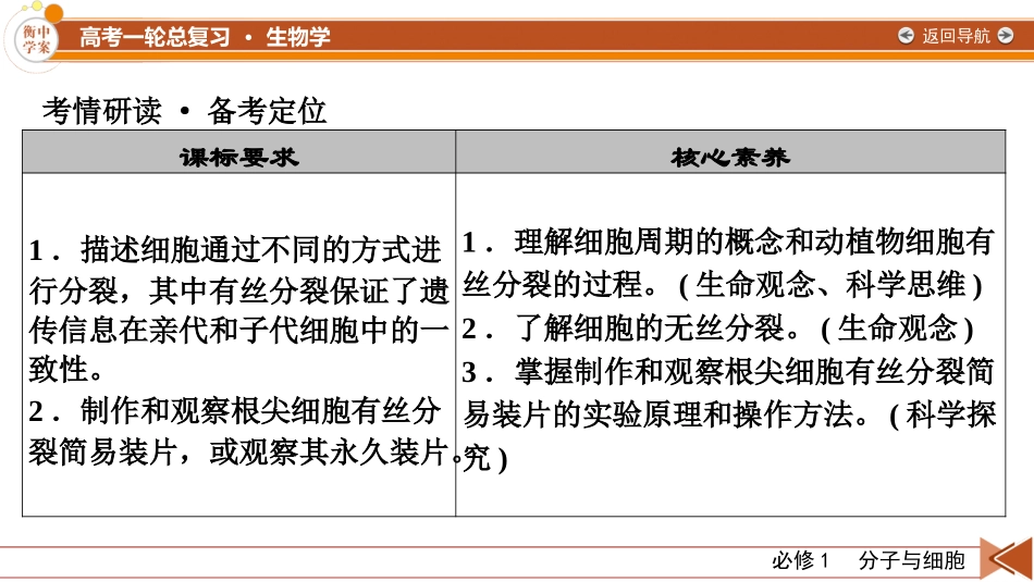 2026年衡中学案高考一轮总复习生物-必修1　第4单元　第1讲　细胞的增殖.pptx_第3页