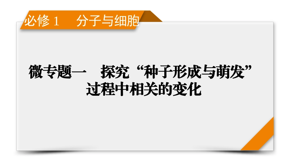 2026年衡中学案高考一轮总复习生物-必修1　微专题1　探究“种子形成与萌发”过程中相关的变化.pptx_第1页