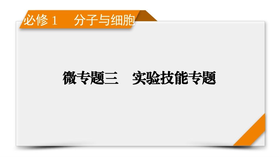 2026年衡中学案高考一轮总复习生物-必修1　微专题3　实验技能专题.pptx_第1页