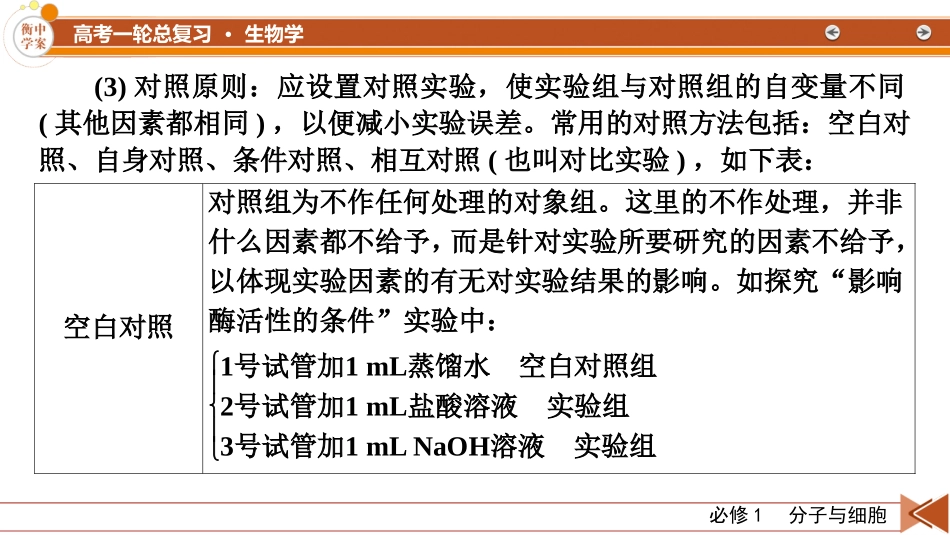 2026年衡中学案高考一轮总复习生物-必修1　微专题3　实验技能专题.pptx_第3页