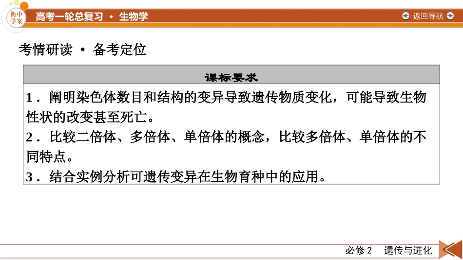 2026年衡中学案高考一轮总复习生物-必修2　第7单元　第2讲　染色体变异及其应用.pptx_第3页