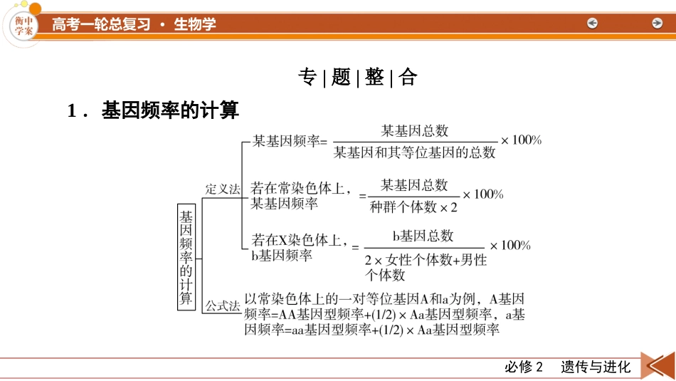 2026年衡中学案高考一轮总复习生物-必修2　微专题11　种群基因频率计算及应用.pptx_第2页