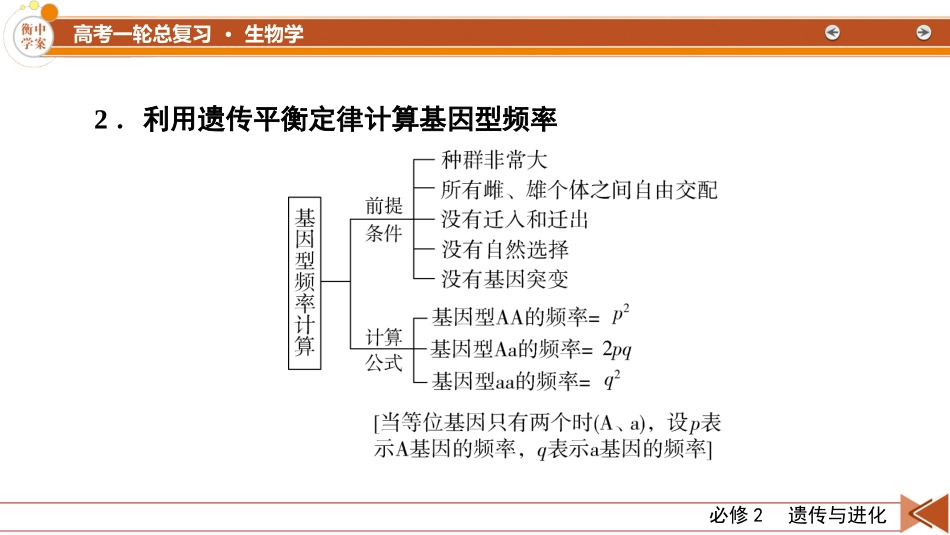 2026年衡中学案高考一轮总复习生物-必修2　微专题11　种群基因频率计算及应用.pptx_第3页