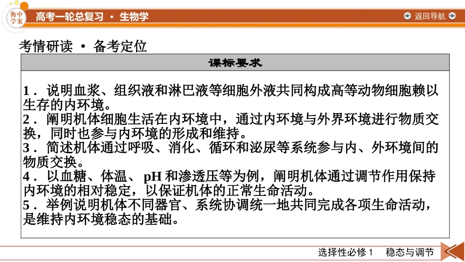 2026年衡中学案高考一轮总复习生物-选择性必修1　第8单元　第1讲　人体的内环境与稳态.pptx_第3页