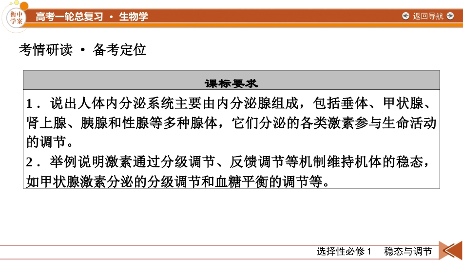 2026年衡中学案高考一轮总复习生物-选择性必修1　第8单元　第4讲　激素与内分泌系统、激素调节的过程.pptx_第3页