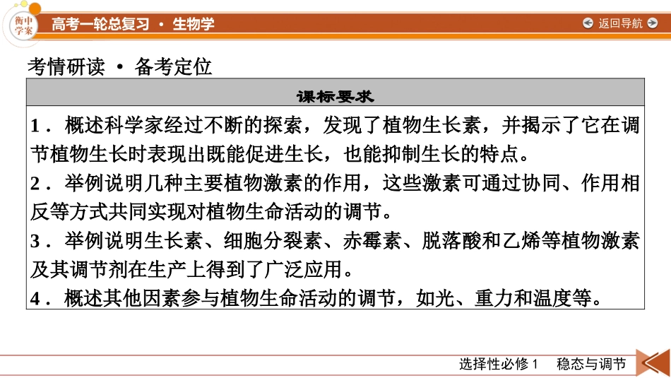 2026年衡中学案高考一轮总复习生物-选择性必修1　第8单元　第7讲　植物生命活动的调节.pptx_第3页