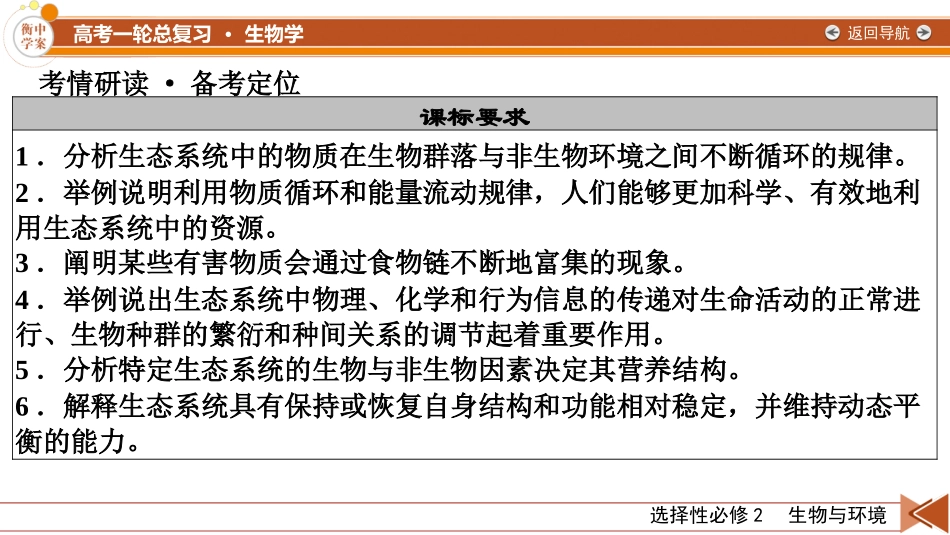 2026年衡中学案高考一轮总复习生物-选择性必修2　第9单元　第4讲　生态系统的物质循环、信息传递及其稳定性.pptx_第3页