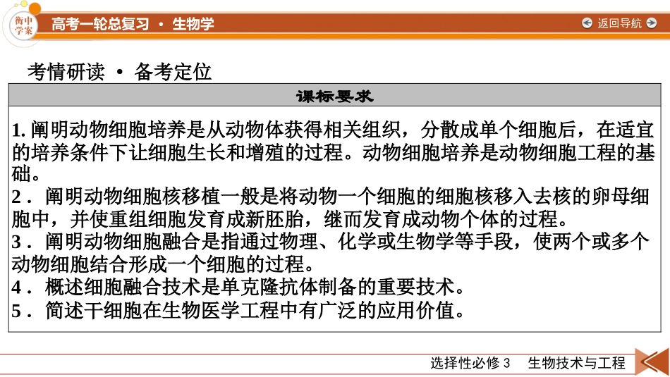 2026年衡中学案高考一轮总复习生物-选择性必修3　第10单元　第4讲　动物细胞工程.pptx_第3页