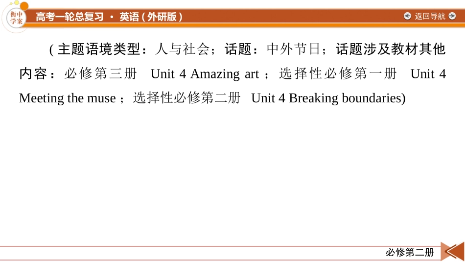 2026年衡中学案高考一轮总复习英语（外研版）-必修第二册  Unit 2　Let&#39;s celebrate!.pptx_第2页