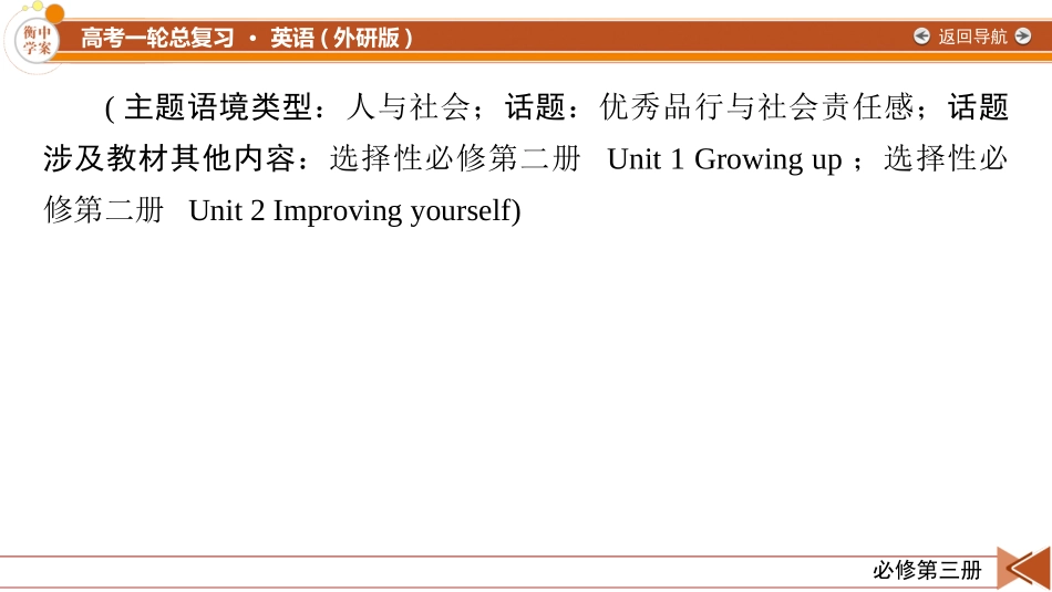 2026年衡中学案高考一轮总复习英语（外研版）-必修第三册　Unit 2　Making a difference.pptx_第2页