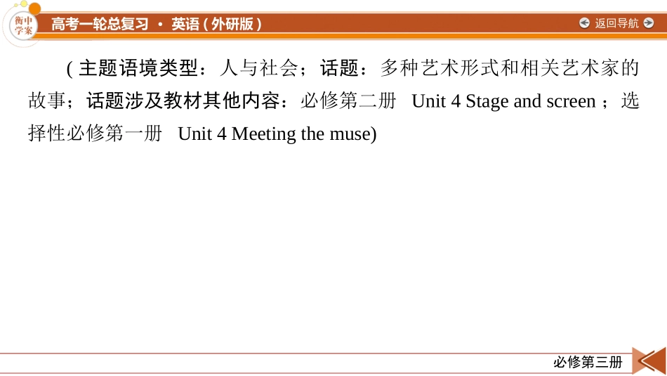 2026年衡中学案高考一轮总复习英语（外研版）-必修第三册　Unit 4  Amazing art.pptx_第2页