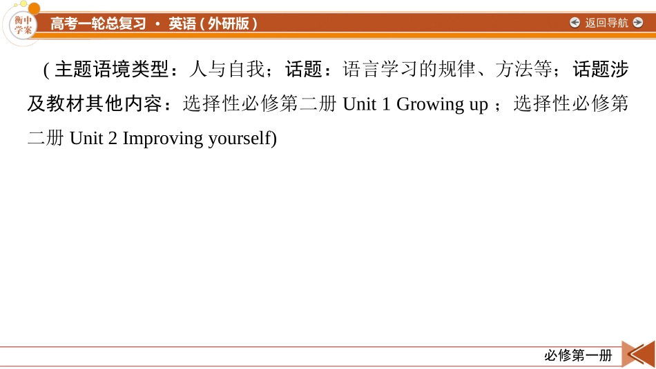2026年衡中学案高考一轮总复习英语（外研版）-必修第一册　Unit 2　Exploring English.pptx_第2页