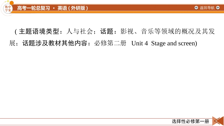 2026年衡中学案高考一轮总复习英语（外研版）-选择性必修第一册 Uni4   Meeting the muse.pptx_第2页