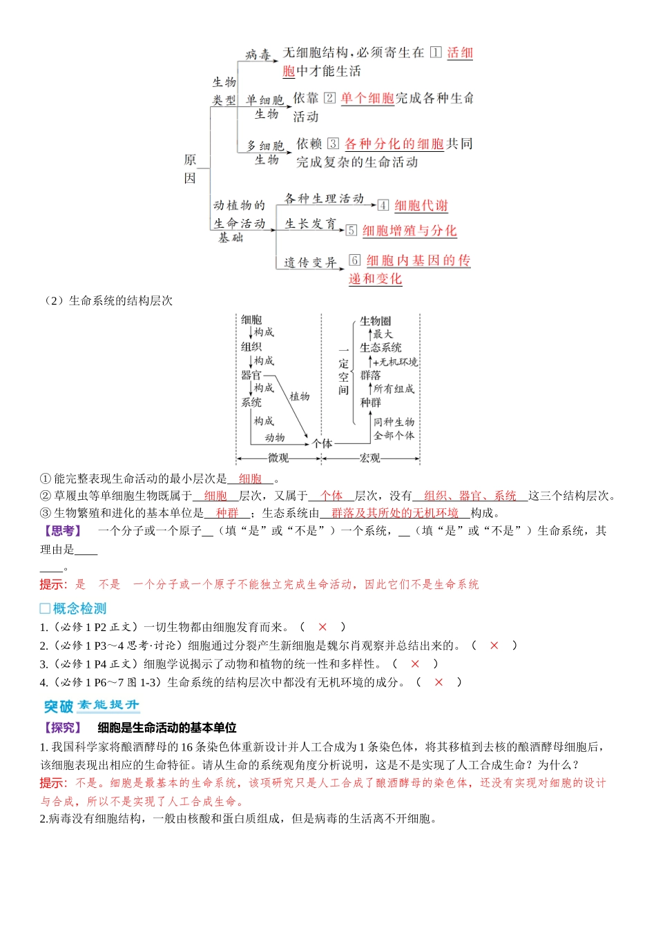 2026年三维设计一轮高中总复习生物-第1讲　走近细胞.docx_第2页