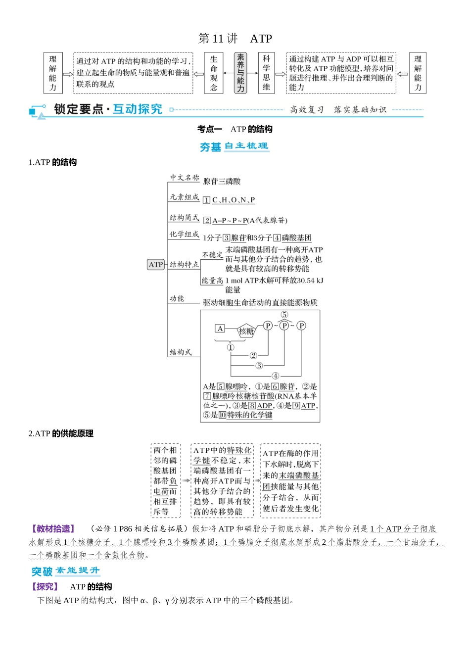 2026年三维设计一轮高中总复习生物-第11讲　ATP.docx_第1页