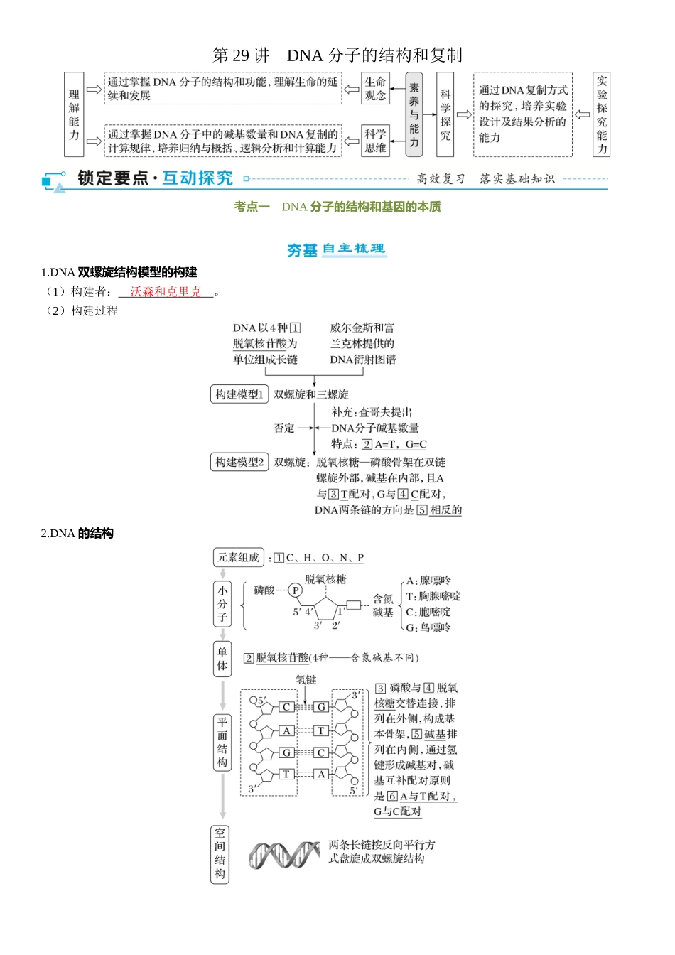 2026年三维设计一轮高中总复习生物-第29讲　DNA分子的结构和复制.docx_第1页