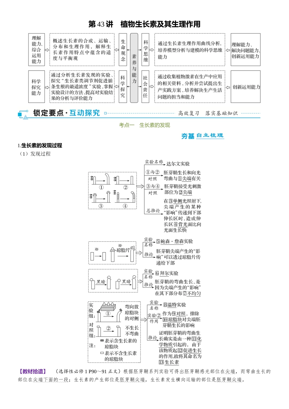 2026年三维设计一轮高中总复习生物-第43讲　植物生长素及其生理作用.docx_第1页