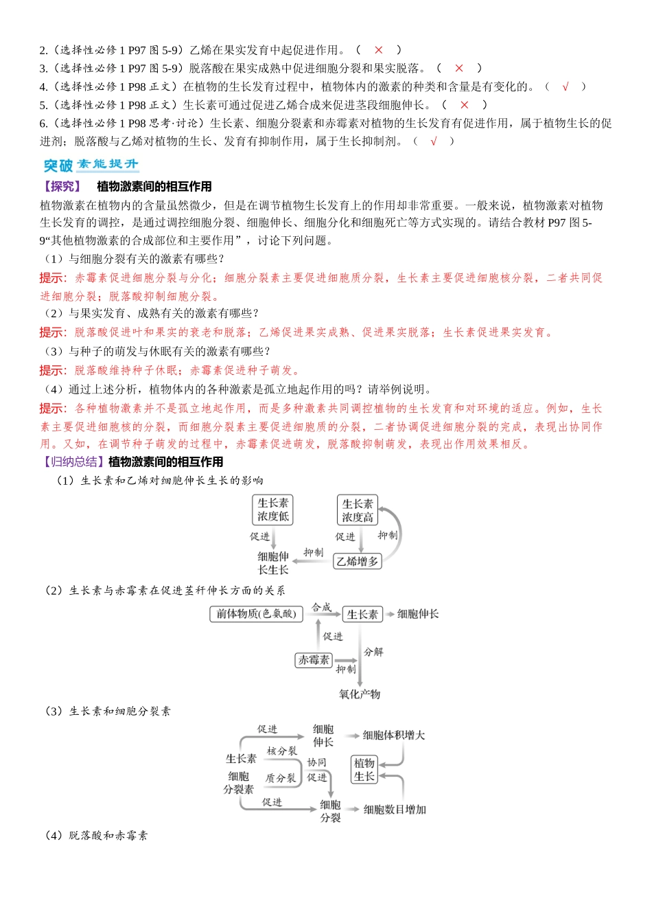 2026年三维设计一轮高中总复习生物-第44讲　其他植物激素、植物生长调节剂的应用及环境因素参与调节植物的生命活动.docx_第2页