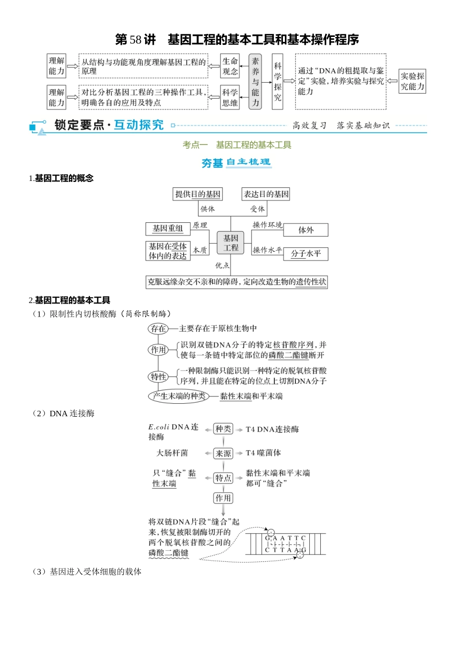 2026年三维设计一轮高中总复习生物-第58讲　基因工程的基本工具和基本操作程序.docx_第1页