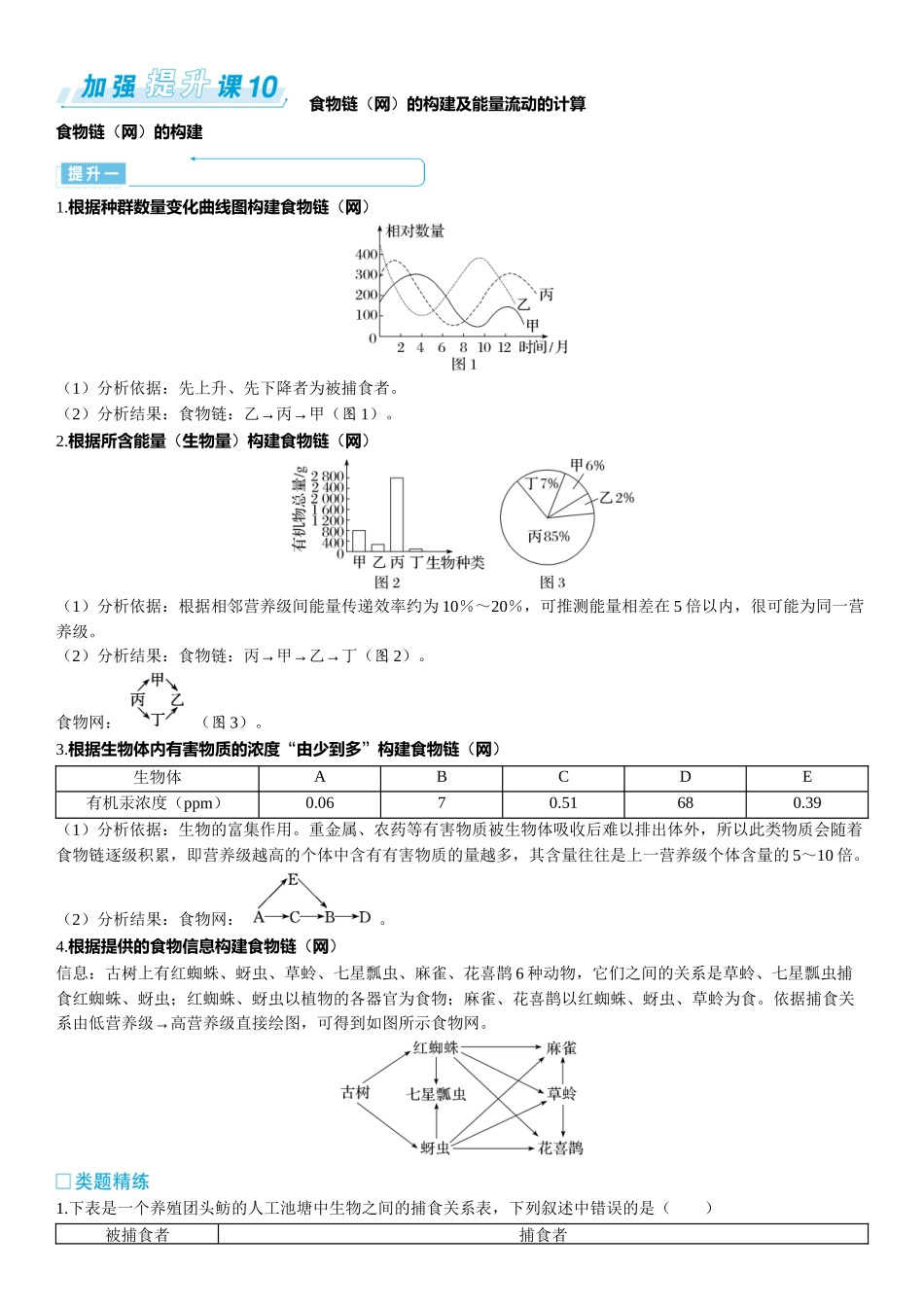 2026年三维设计一轮高中总复习生物-加强提升课10⇒食物链（网）的构建及能量流动的计算.docx_第1页
