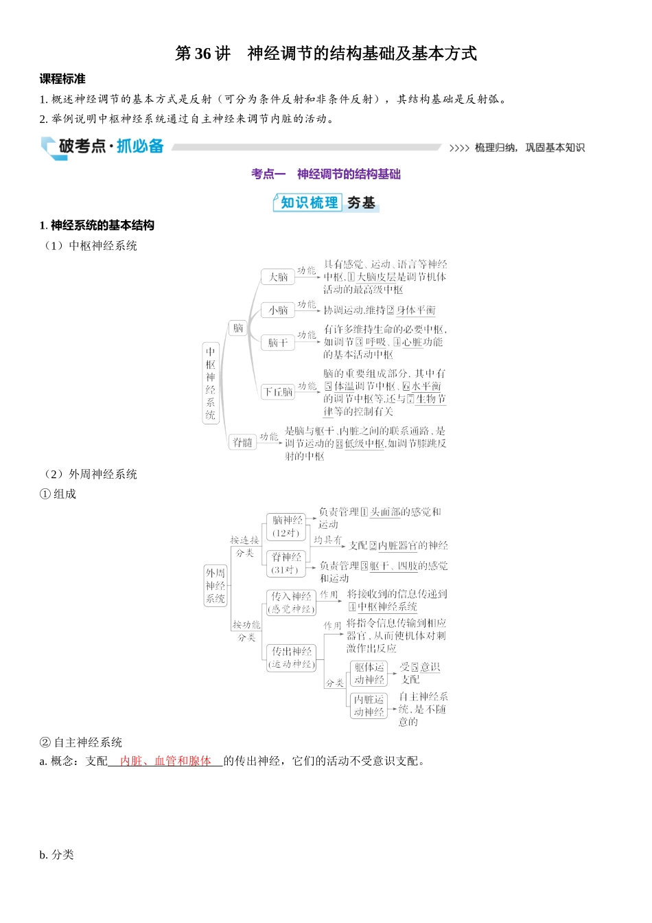 2026年三维设计一轮高中总复习生物教师用-第36讲　神经调节的结构基础及基本方式.docx_第1页