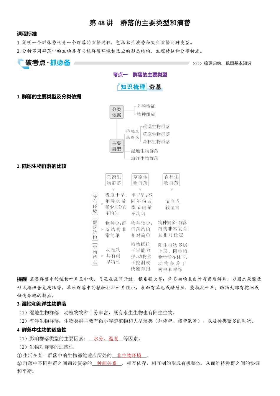 2026年三维设计一轮高中总复习生物教师用-第48讲　群落的主要类型和演替.docx_第1页