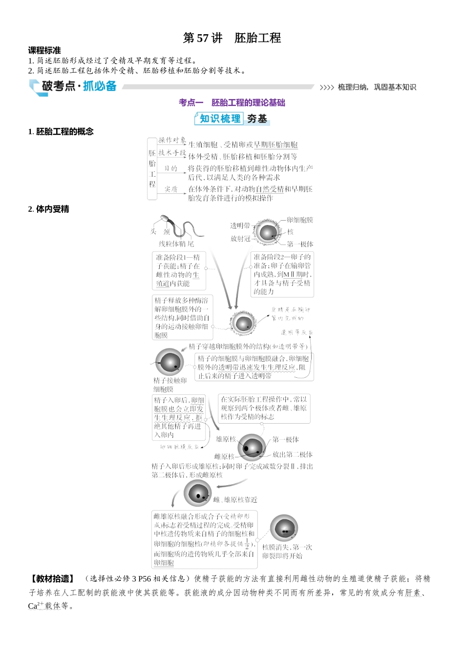 2026年三维设计一轮高中总复习生物教师用-第57讲　胚胎工程.docx_第1页