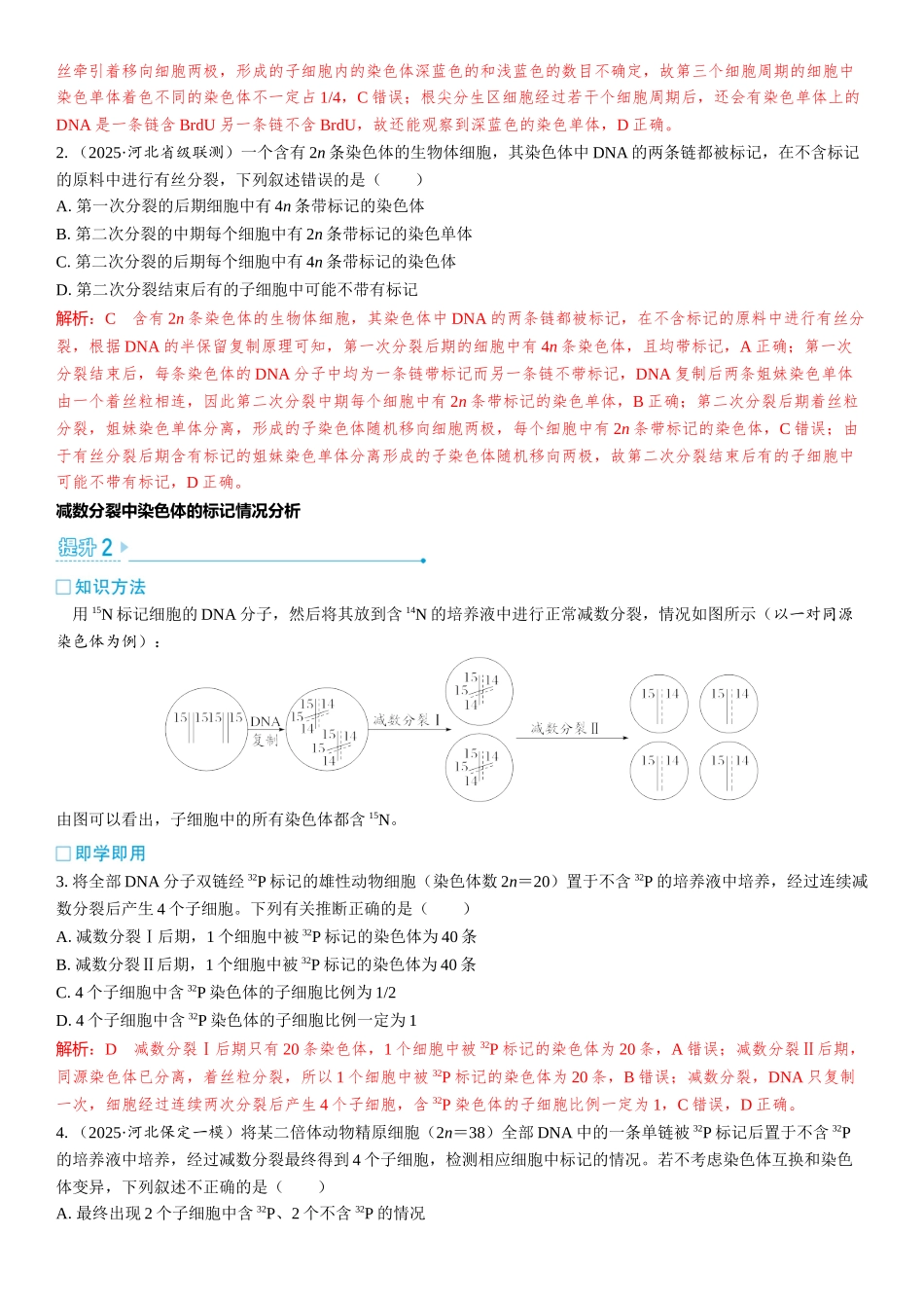 2026年三维设计一轮高中总复习生物教师用-加强提升课5　DNA复制与细胞分裂中染色体标记问题.docx_第2页