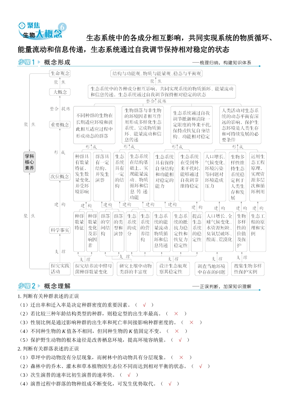 2026年三维设计一轮高中总复习生物教师用-聚焦生物大概念6⇒生态系统中的各成分相互影响，共同实现系统的物质循环、能量流动和信息传递，生态系统通过自我调节保持相对稳定的状态.docx_第1页