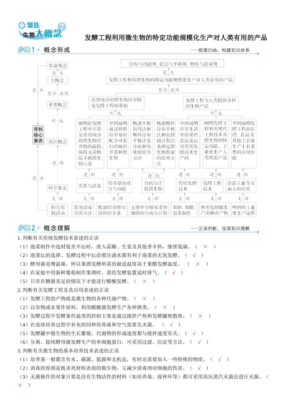 2026年三维设计一轮高中总复习生物教师用-聚焦生物大概念7⇒发酵工程利用微生物的特定功能规模化生产对人类有用的产品.docx_第1页