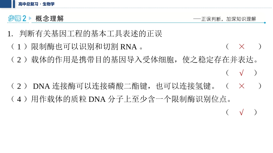 2026年三维设计一轮高中总复习生物教师用-聚焦生物大概念9、10⇒基因工程赋予生物新的遗传特性生物技术在造福人类社会的同时也可能会带来安全与伦理问题.pptx_第3页
