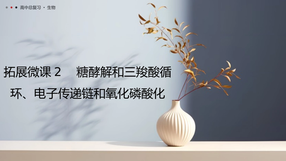 2026年三维设计一轮高中总复习生物教师用-拓展微课2　糖酵解和三羧酸循环、电子传递链和氧化磷酸化.pptx_第1页