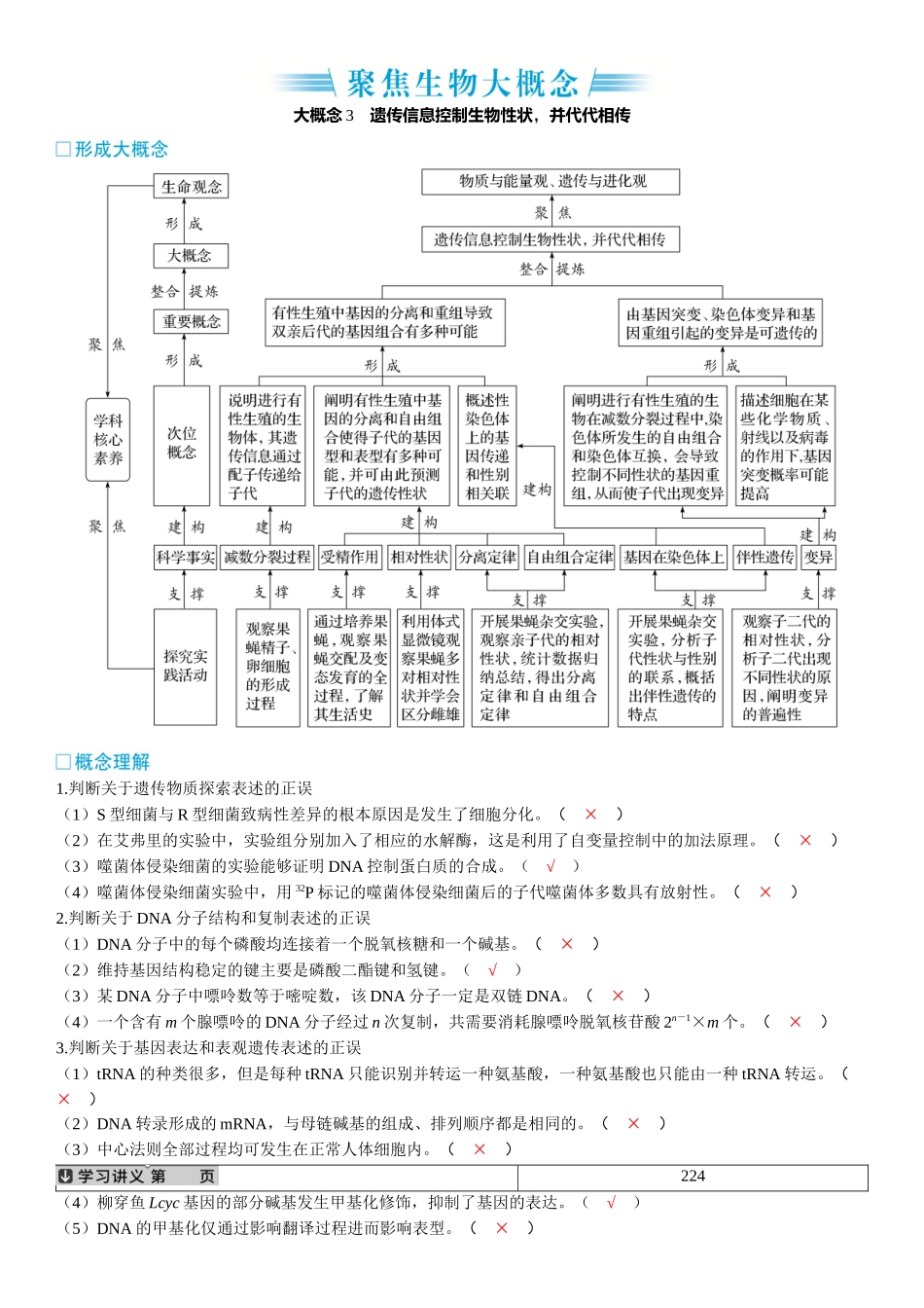 2026年三维设计一轮高中总复习生物-聚焦生物大概念  大概念3⇒遗传信息控制生物性状，并代代相传.docx_第1页