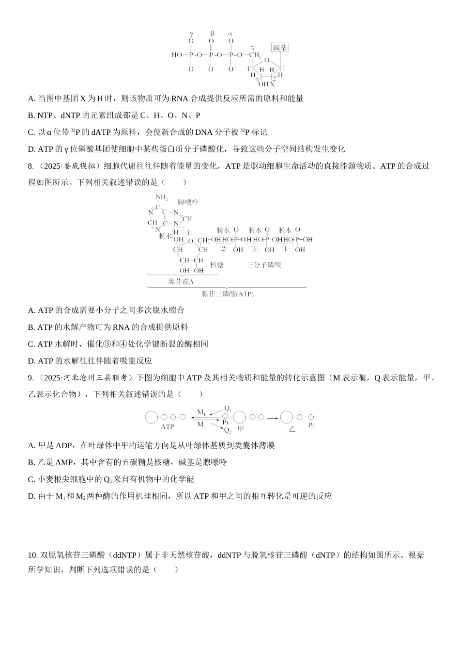 2026年三维设计一轮高中总复习生物课时跟踪检测-第11讲　ATP.docx_第2页