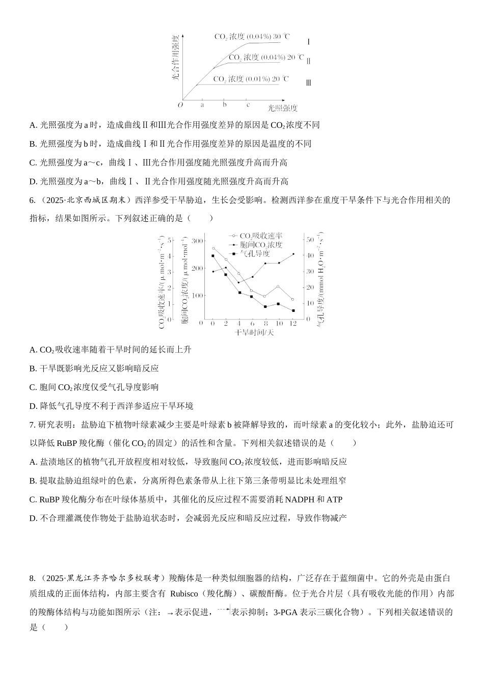 2026年三维设计一轮高中总复习生物课时跟踪检测-第15讲　光合作用的原理及影响因素.docx_第2页