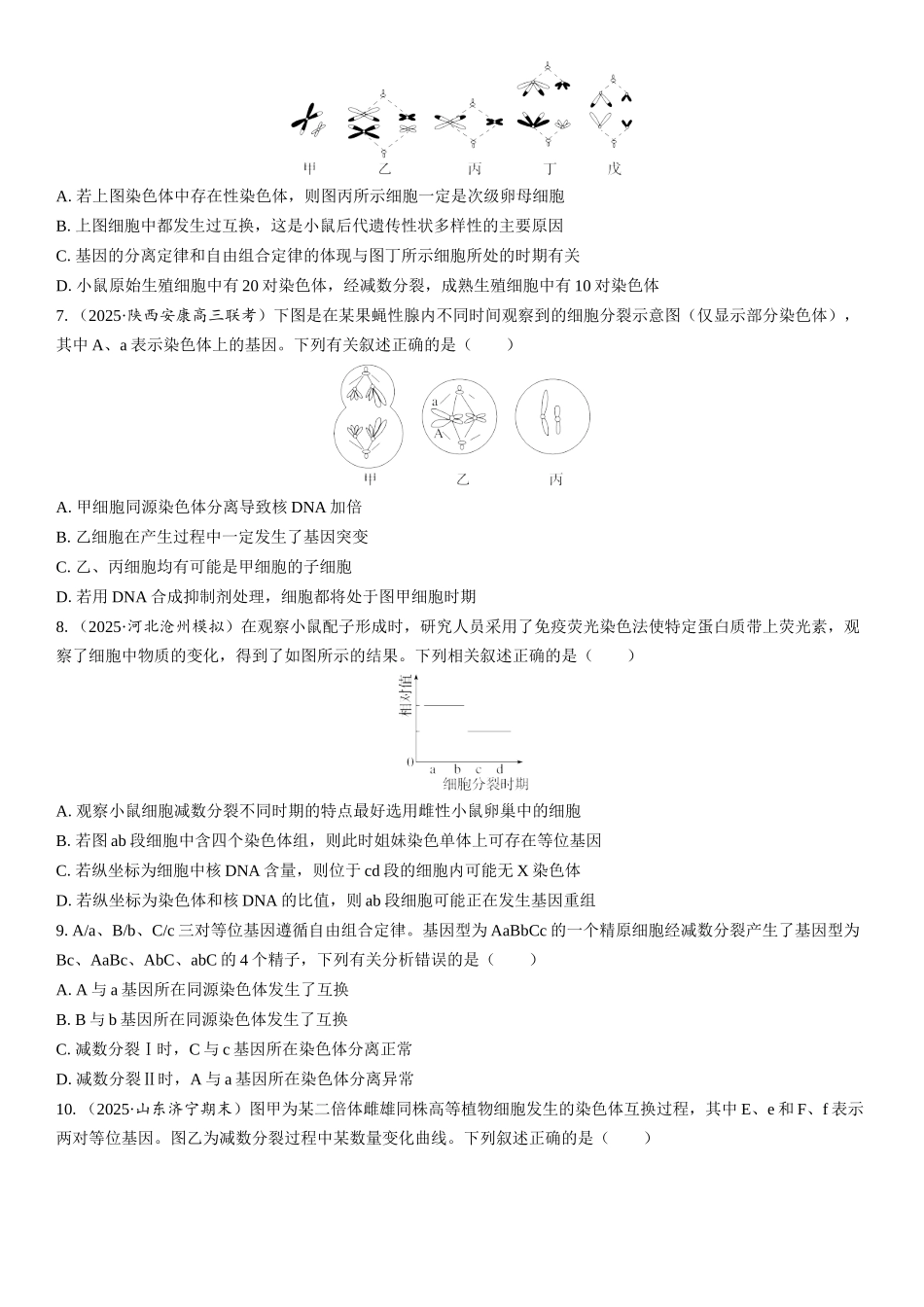 2026年三维设计一轮高中总复习生物课时跟踪检测-第18讲　减数分裂和受精作用.docx_第2页