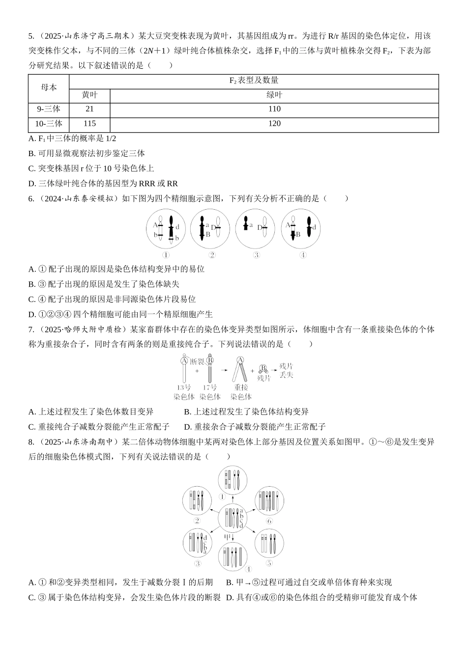 2026年三维设计一轮高中总复习生物课时跟踪检测-第33讲　染色体变异.docx_第2页