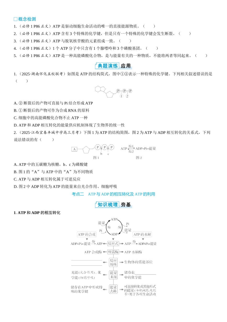2026年三维设计一轮高中总复习生物学生用-第11讲　ATP.docx_第2页