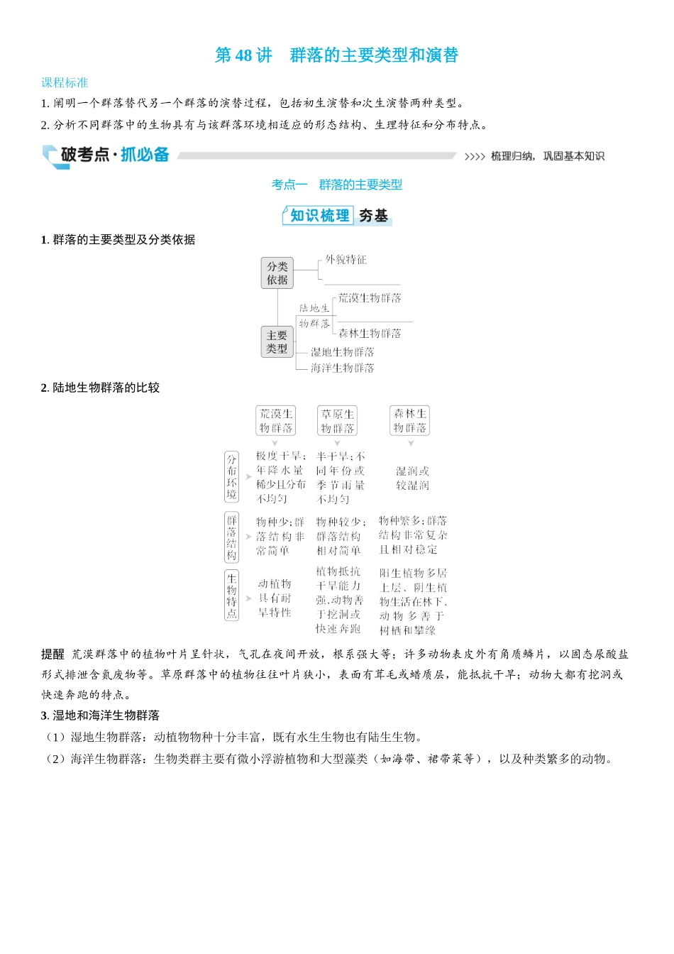 2026年三维设计一轮高中总复习生物学生用-第48讲　群落的主要类型和演替.docx_第1页